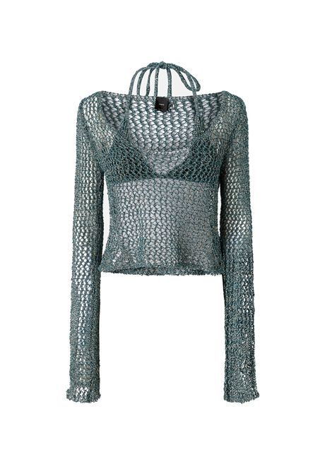 Maglia Pinko donna 104749 A2FB Denali verde a rete con bikini PINKO | Maglie | 104749 A2FBSSZ